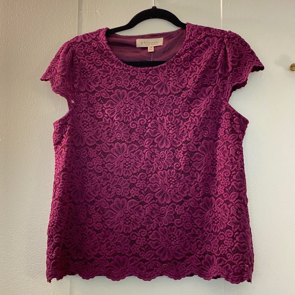 NWT! Philosophy lace short sleeve shirt size PM